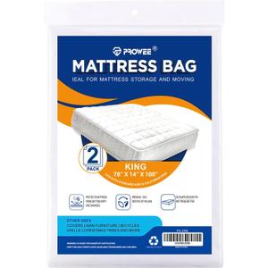 2 Pack King/Cal King Mattress Bag for Moving and Storage, Clear Plastic Mattress Cover for Moving, Waterproof Mattress Disposal Bags