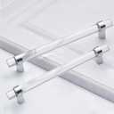 7-1/2 Inch Crystal Glass Drawer Pulls, Chrome Cabinet Pulls Clear Cabinet Handles (192mm, 5 Pack)