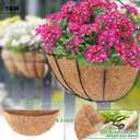 Y&M 14 Inch Pre-Formed Half Round Coco Fiber Hanging Basket Liner, Half Round Coco Replacement Liner - 4pcs