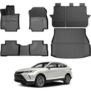 AOMSAZTO Floor Mats Compatible with Toyota Venza 2021-2025 & Toyota Rav4 2019-2025 (Include Hybrid) Full Set All Weather Floor Liners for Rav4 Accessories 2025 2024-2019 TPE Balck Protector Cargo Mat