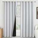 QUEMAS Extra Wide 100% Blackout Curtains 84 Inch Length 2 Panels for Bedroom/Living Room, Thermal Insulated Total Light Blocking Soundproof Window Curtains, Each 60 Inch Wide, Greyish White