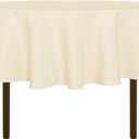 sancua Round Tablecloth - 60 Inch - Water Resistant Spill Proof Washable Polyester Table Cloth Decorative Fabric Table Cover for Dining Tables, Buffet Parties and Camping, Beige