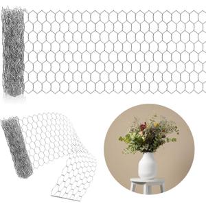 Floral Chicken Wire Flower Arrangement: 39 X 39 Inch Galvanized Chicken Wire Roll Bendable Vase Frog Mesh for Crafts DIY Grid Garden Florist Wedding Arch Holiday Christmas Thanksgiving Decorations