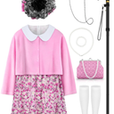 Old Lady Costume for Kids 100 Days of School Costume for Girls 100th Day of School Granny Old Lady Dress Up Accessory 5-7
