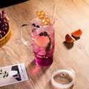 32oz Ribbed Glass Cup with Handle glass Lid and Plastic Straw, Glass Tumbler, Iced Coffee Cups Hot/Cold Drinks