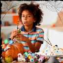 120 Pcs Halloween Luminous Mini Resin Eyeballs Bulk Small Resin Skull Tiny Cross Figurine Small Coffin Statue Miniature Decor for Halloween Party Fun Prank Party Favors Accessories