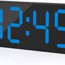 KWANWA Digital Alarm Clock with 3-Level Dimmer & Battery Backup | 2.4" Jumbo LED Display, Auto Night Mode, 7-Min Snooze, Dual Power (UL Adapter + 59in Cord) | Compact for Bedroom, Travel, Office (Black Case-blue Led)
