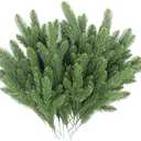 Hananona 50 Pcs Artificial Pine Branches Green Plants Pine Needles DIY Accessories for Garland Wreath Christmas and Home Garden Decor (50, Green)
