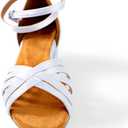 Tan Girls Latin Dance Shoes Women Low Heels Tango Salsa Ballroom Shoes, White , 10