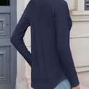 DittyandVibe Womens Tee Shirts Raglan Long Sleeve Crew Neck Tops Fall Casual Loose Tshirts Tunic Shirt (X-Large, Navy Blue)