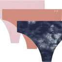 Under Armour Women's 3-pack Pure Stretch No Show Thong Underwear, All-day Comfort & Ultra-soft Fit (Large, Canyon Pink)