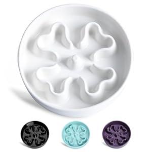 Slow Feeder,Ceramic-Slow Feeder Dog Bowls Medium Breed,Puzzle Food Bowl Maze,2.5 Cups Slow Feed Dog Bowl for Medium Dogs,Black