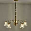 5 Lights Vintage Gold Chandelier, Elegant Rustic Chandeliers Glass Pendant Light Fixture for Dining Room Kitchen Living Room Bedroom