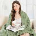 Admitrack Chunky Knit Blanket Throw, 100% Hand Knit Chenille Throw Blanket for Sofa & Home Decor, Soft and Cozy Knitted Throw Blankets (Sage Green, 60"x80")