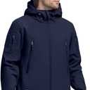 FREE SOLDIER Men's Outdoor Waterproof Soft Shell Hooded Military Tactical Jacket (X-Large, Dark Navy)
