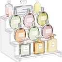 Lifewit 4 Tier Perfume Stand Organizer for Women, Plastic Display Riser, Tool-Free Assembly, Fragrance Makeup Cosmetics Shelf for Vanity Bedroom Bathroom Storage Organization, Clear, 9 Inch, 1 Pcs