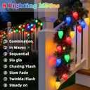 C7 60 LED Battery Operated Christmas Lights,Battery Powered Multicolor Waterproof Bulbs,21.3 FT 8 Modes with Auto On/Off Time for Xmas Tree Garden Patio Indoor Outdoor Christmas Decorations