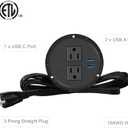 Kungfuking Desktop Power Grommet with PD 20W USB C,Recessed Power Outlets with 2 AC Plugs and 3 USB Charging Ports,Hidden Power Strip for Office Kitchen Cabinet Conference Room