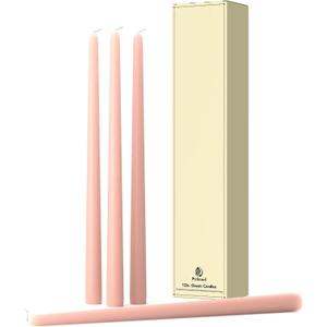 12-Inch Tall Dripless Taper Candles Set of 4 - Pearl Pink Tapered Candles, Perfect for Christmas - Smokeless, Unscented, Long Burning - Hand Poured, Colored Tall Candlesticks - Rosa Perla