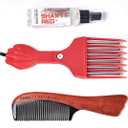 Shawty Red Low Heat Beard Grooming Growth Kit for Men, Hot Afro Comb, Skin Sensitive Adjustable Temperature Wooden Comb & Leave in Conditioner Spray for the Facial Hair Care (Watch The VIDEO)