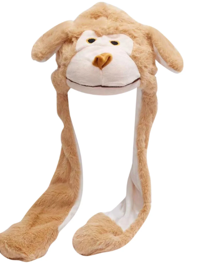 Animal Plush Hat with Moving Jumping Ears Pop Up Beating Hat Plush Cosplay Dress Up Funny Gift for Kids Adult