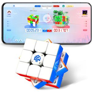 GAN i Carry 4, Bluetooth Speed Cube Smart 3x3 Magnetic Connected Electronic Speedcube for Kids Adults Timer Tracking Movement Steps with App Online Competition, Battery Replaceable Frosted Version