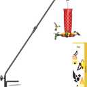 iBorn Deck Hook for Bird Feeder, Hummingbird Feeder Hanger for Deck Railing, Heavy Duty Deck Hanger for Outdoors Hanging, 360 Rotatable Arm, Solid Wire, 28 Inch, Pack of 1