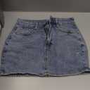 Womens Denim Skirt Casual Mini Jean Skirt Stretch Low Waist Jean Skirt for Women Zip Fly Denim Mini Skirts (Small, Light Blue)