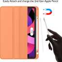 ZryXal iPad Air 11 Inch Case M4 2026/ M3 (2025)/ M2 (2024), iPad Air 5th (2022)/ 4th Generation (2020) 10.9 Inch - Smart Cover with Pencil Holder and Soft TPU Back, Auto Wake/Sleep(Orange)