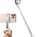 yAyusi New Ultra Mini Selfie Stick for iPhone, Extendable Aluminum Portable Selfie Stick with Remote, Compact Phone Selfie Sticks Compatible with 4-7" Phones for Vlog/Video Record/Live Stream (White)
