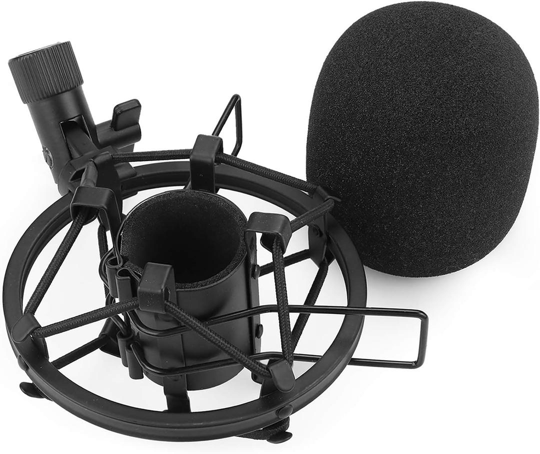 SUNMON SM58 Microphone Shock Mount Holder with Foam Windscreen for Absorbe Vibration and Noise, Pop Filter Suitable for SM58LC, SM58CN Dynamic Mic