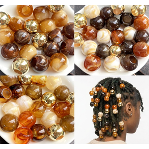 180Pcs Hair Beads for Braids Large Hole African Hair Bead for Women for Large Braids 14mm Brown Jumbo Pony Beads for Braiding Jewelry Making Macrame Crafts Assorted Colors Beading Supplies