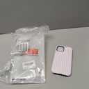 Jusy Compatible with MagSafe Striped Phone Case for iPhone 12/12 Pro, Cute Aesthetic Magnetic Soft TPU and Hard PC Protective Phone Cover for Women Girls (Matte) - Pink and White