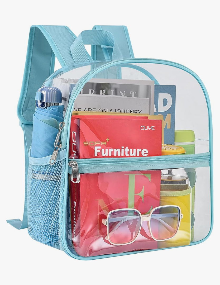 Clear Backpack for Stadium Events 12x12x6 Mini Small Clear Backpack with Front Pocket for Concert Sport Events Work Travel(Blue)