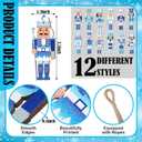 Pinkunn 48 Pcs Christmas Nutcrackers Ornament Set Blue and White Wooden Ornament Chinoiserie Hanging Wood Nutcrackers Sign Christmas Tree Decor for Holiday Party Decor Gifts(Blue Style)