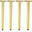 Osring 16 Inch Furniture Legs Gold Round Tapered Metal Table Leg, Slant Cabinet Furniture Feet Hardware for Coffee Table, 4 Pack