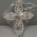 Comfy Hour 12" White Cross for Wall Decor, Rustic Antique Vintage Style Religious Plaque, Victorian Hollow Out Resin Wall Art for Home Sanctuary, Distressed White