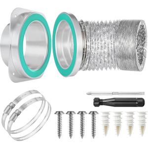 Magnetic Dryer Vent Coupling Connector Kit, DV180 Airtight Seal Coupling, Strong Magnet Quick Connection Self-Alignment Easy to Clean Included a 3ft 4" Duct & 2 Clamps