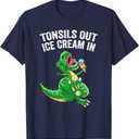 Get Well Gifts Kids Tonsils Dinosaur Tonsillectomy Surgery T-Shirt (Navy, M)