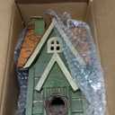 Glitzhome 12" H Green Hanging Distressed Solid Wood Garden Bird House Decorative Birdhouse