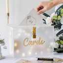 OurWarm Frosted Acrylic Gift Box with Lock, Wedding Reception String Light and Pen, Envelope Money Card Box for Party, Graduation, Baby Shower, Birthday Decorations