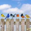 6 pcs Vivid Birds Decoration Metal Birds Fence Decorations Double-Sided Printed Birds Yard Decor Outdoor Bird Wall Decor Suitable for Bird 2D Sculptures Garden and Rustic Garden Decor