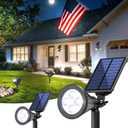 Solar Lights Outdoor Waterproof IP65,6500K Super Bright LED,2 Lighting Modes, Solar Powered Yard Garden Solar Spot Lights for Flag Landscape Auto On/Off-2 Pack (Cool White)