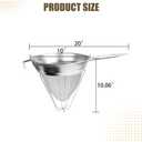 10" Chinois Strainer,18/8 Stainless Steel Conical Fine Mesh Bouillon Sieve | Heavy Duty China Cap Strainers with Stand for Sauces Soups Broth Purees Jam