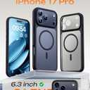 TOCOL for iPhone 17 Pro Case, Compatible with Magsafe, Full Camera Protection, Built-in Magnetic Ring, Drop Protection, Translucent Matte Phone Case for iPhone 17 Pro 6.3 inch (Black)
