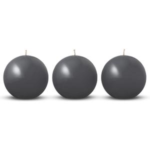 Unscented Round Candles Set of 3 | Long Lasting 3 Inch Ball Candles with Clean Burning Cotton Wick | Shaped Gray Wax Candles for Unique Centerpiece and Wedding Decorations