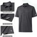 M MAELREG Golf Shirts for Men Short Sleeve Heather Jacquard Textured Stretch Moisture Wicking Performance Mens Polo Shirts (L)