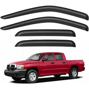 Window Visors Rain Guards Shield for 2005-2010 Dodge Dakota Quad Cab, Out-Channel Window Vent Wind Deflectors Visors Shades for 05-10 Dakota Crew Cab
