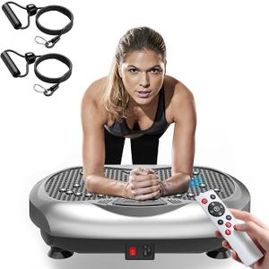 Natini Vibration Plate Exercise Machine - Whole Body Workout Vibration Platform Lymphatic Drainage Machine for Weight Loss Home Fitness with Resistance Bands Remote