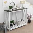 Farmhouse Console Table for Entryway, 39.3 Inch Sofa Table with Storage Shelf, Hallway Table, Narrow Behind Couch Table for Foyer, Living Room, Dark Oak